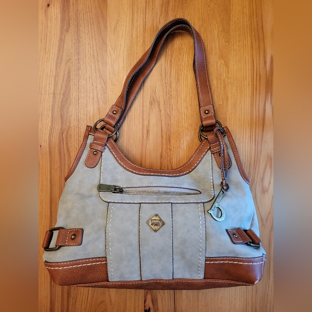 B.O.C. Tan and Gray Shoulder Bag Purse